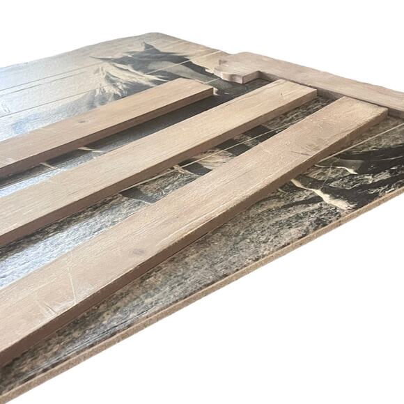 Horse ART Wall Hanging 3D Wood Fence Gate On Wooden Slats Religious Christ 36x22 - Picture 3 of 8